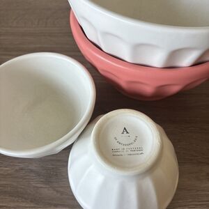 A By Anthropology Matte Latte Bowls, Cereal, Nut, White/Salmon replacements